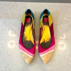 Coach multi color suede flats size 8